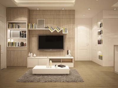 现代北欧风格客厅室内3D效果图，浅灰色沙发搭配木质茶几，模型网建筑可视化专区精选资源